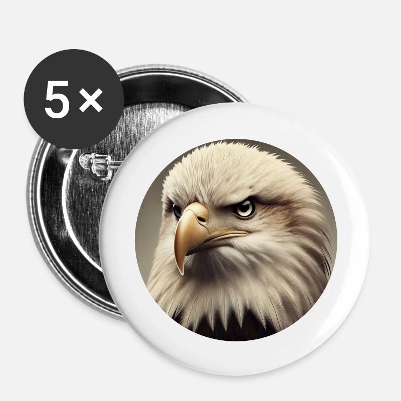 Bald eagle - Buttons large 2.2''/56 mm (5-pack) - white