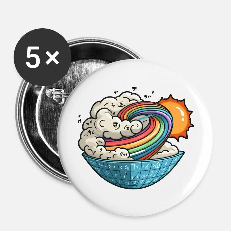 Mathematical Vortex Sun - Buttons large 2.2''/56 mm (5-pack) - white