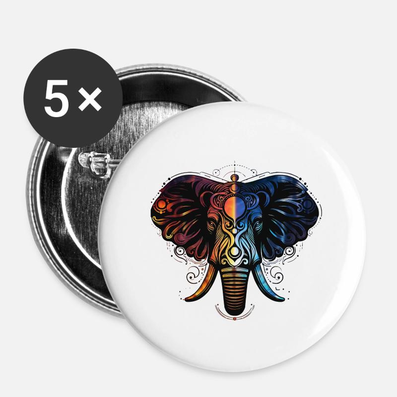Elephant Fire Water - Buttons large 2.2''/56 mm (5-pack) - white