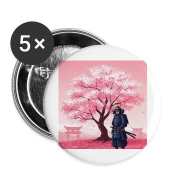 Samurai: Die Krieger des alten Japan - Buttons groß 56 mm (5er Pack) - Weiß - Vorne
