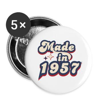 Hergestellt im Jahr 1957 Retro - Buttons groß 56 mm (5er Pack) - Weiß - Vorne