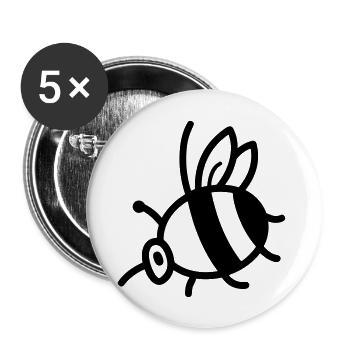 Biene - Buttons groß 56 mm (5er Pack) - Weiß - Vorne