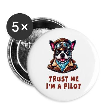 Trust Me, I'm a Pilot - Buttons large 2.2''/56 mm (5-pack) - white - Front