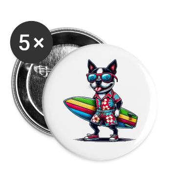 Bostie Surfer Vibes Design - Buttons groß 56 mm (5er Pack) - Weiß - Vorne