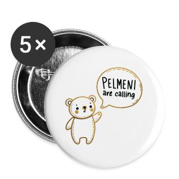 Pelmeni Call Sweet Bear Gold Gift - Buttons large 2.2''/56 mm (5-pack) - white - Front