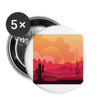 Desert Cactus Silhouette Sunset - Buttons large 2.2''/56 mm (5-pack) - white - Front