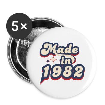 Hergestellt im Jahr 1982 Retro - Buttons groß 56 mm (5er Pack) - Weiß - Vorne