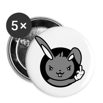 Bunny Middle Finger Show Nasty Naughty Insulting - Buttons large 2.2''/56 mm (5-pack) - white - Front