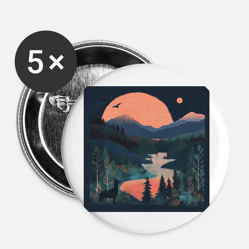 Landscape 2 - Buttons groß 56 mm (5er Pack) - Weiß