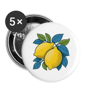 Zitrone - Buttons groß 56 mm (5er Pack) - Weiß - Vorne