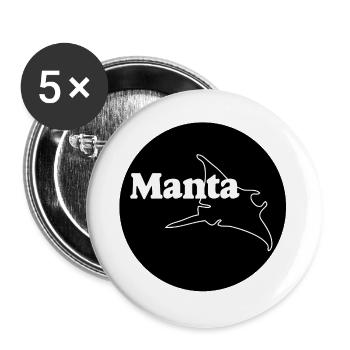 Raies, Raies Manta, Bouton Manta, Autocollants - Lot de 5 grands badges (56 mm) - blanc - Devant