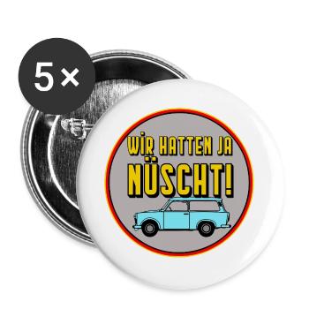 Nous avons eu nüscht - RDA culte dicton, monza man - Lot de 5 grands badges (56 mm) - blanc - Devant