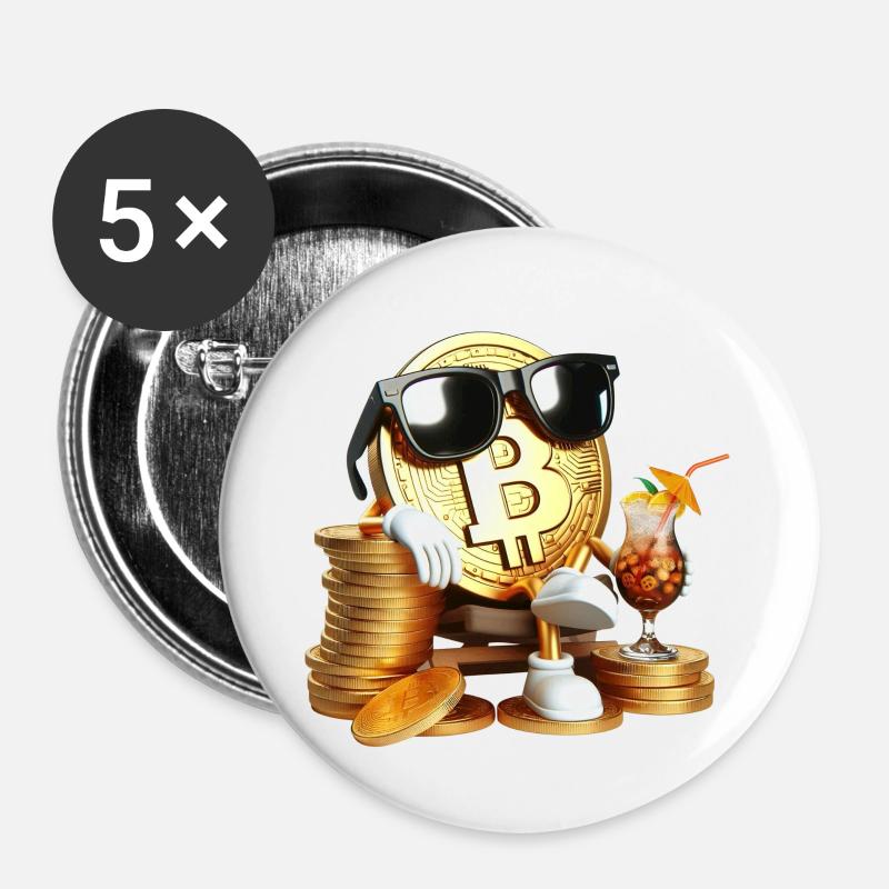Chilling bitcoin - Buttons large 2.2''/56 mm (5-pack) - white