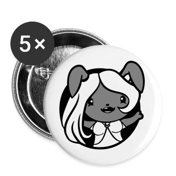 Bunny Girl Jolie Femme Cheveux Bunny Ondulant Trou - Lot de 5 grands badges (56 mm) - blanc - Devant