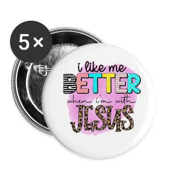 Better with Jesus - Buttons large 2.2''/56 mm (5-pack) - white - Front