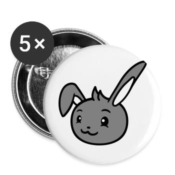 Bunny rabbit looks cute sideways to the side - Buttons large 2.2''/56 mm (5-pack) - white - Front