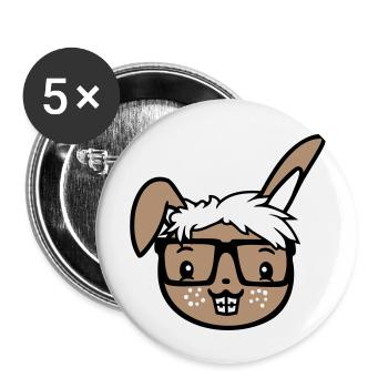 Bunny Nerd Geek Horn-rimmed Glasses Smart Freak Intelligent - Buttons large 2.2''/56 mm (5-pack) - white - Front