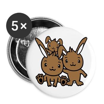 3 Lapins Famille Enfants Parents Trois Frères et sœurs Mignon - Lot de 5 grands badges (56 mm) - blanc - Devant