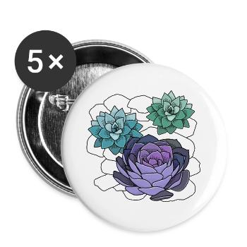 Succulentes - Lot de 5 grands badges (56 mm) - blanc - Devant