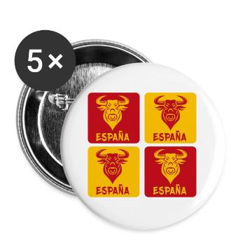 Espagne Taureau National Couleurs Design - Lot de 5 grands badges (56 mm) - blanc - Devant