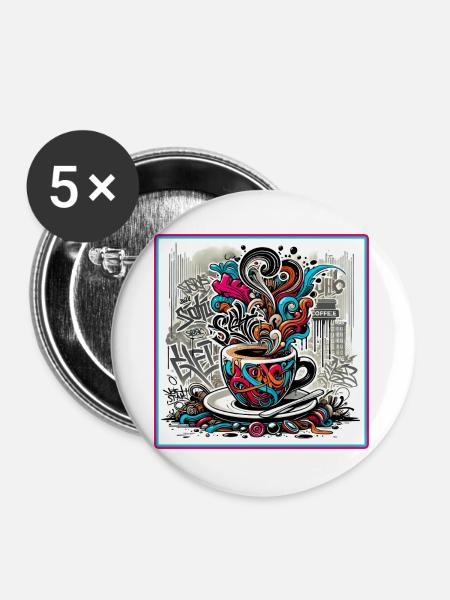 Espresso Graffiti - Buttons groß 56 mm (5er Pack) - Weiß