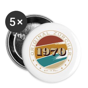 Original Zürcher 1970 Zürich - Buttons groß 56 mm (5er Pack) - Weiß - Vorne