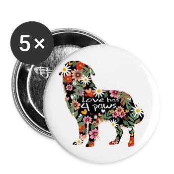 Race de chien Berger australien - Lot de 5 grands badges (56 mm) - blanc - Devant