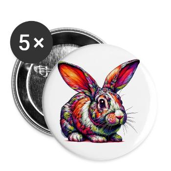 Kaninchen - Buttons groß 56 mm (5er Pack) - Weiß - Vorne