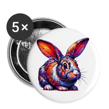 Lapin - Lot de 5 grands badges (56 mm) - blanc - Devant