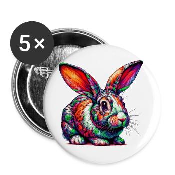Kaninchen - Buttons groß 56 mm (5er Pack) - Weiß - Vorne