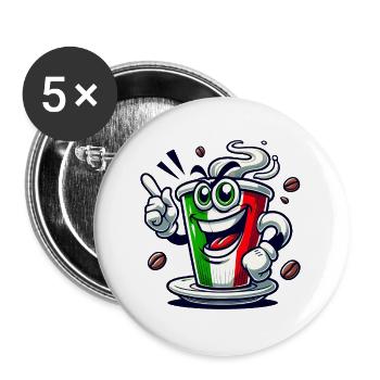 Espresso Italiano / Coffee Design - Buttons large 2.2''/56 mm (5-pack) - white - Front