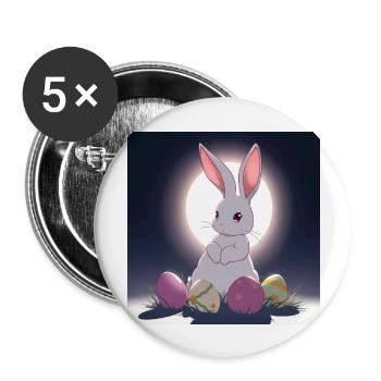 Hasenglück – Ostern Pur - Buttons groß 56 mm (5er Pack) - Weiß - Vorne