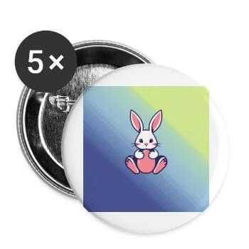 Osterei und Hase - Buttons groß 56 mm (5er Pack) - Weiß - Vorne
