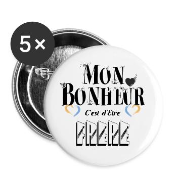 Mon Bonheur C'est d'Etre Frère - Lot de 5 grands badges (56 mm) - blanc - Devant