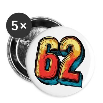 62 Nombre Coloré - Lot de 5 grands badges (56 mm) - blanc - Devant