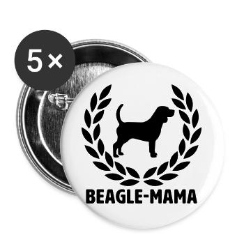 Maman Beagle - Lot de 5 grands badges (56 mm) - blanc - Devant