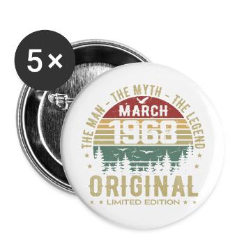 Gift for the 57th Anniversary Original March 1968 - Buttons large 2.2''/56 mm (5-pack) - white - Front