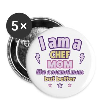 Mama Köchin, Muttertagsgeschenk - Buttons groß 56 mm (5er Pack) - Weiß - Vorne
