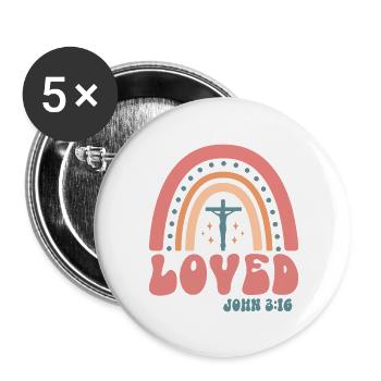 geliebt - Buttons groß 56 mm (5er Pack) - Weiß - Vorne