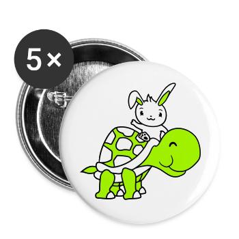 Hase große riesige Schildkröte reiten winken Süß - Buttons groß 56 mm (5er Pack) - Weiß - Vorne