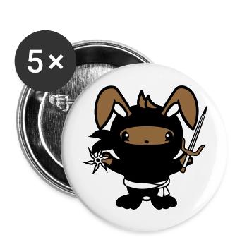 Bunny Ninja Star Fighter Assassin Japonais - Lot de 5 grands badges (56 mm) - blanc - Devant