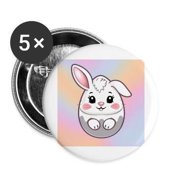 Eierglück mit Hase - Buttons groß 56 mm (5er Pack) - Weiß - Vorne