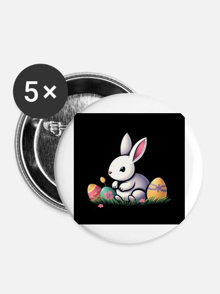 Fluffige Osterfreude - Buttons groß 56 mm (5er Pack) - Weiß