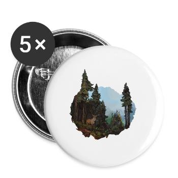 Der majestätische Hirsch – König des Wildwaldes - Buttons groß 56 mm (5er Pack) - Weiß - Vorne