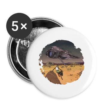 Wüstenraumschiff – Retro-SF-Erkundung - Buttons groß 56 mm (5er Pack) - Weiß - Vorne