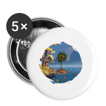 Der Orangenbaum der Insel – Surreale Illustration & Na - Buttons groß 56 mm (5er Pack) - Weiß - Vorne