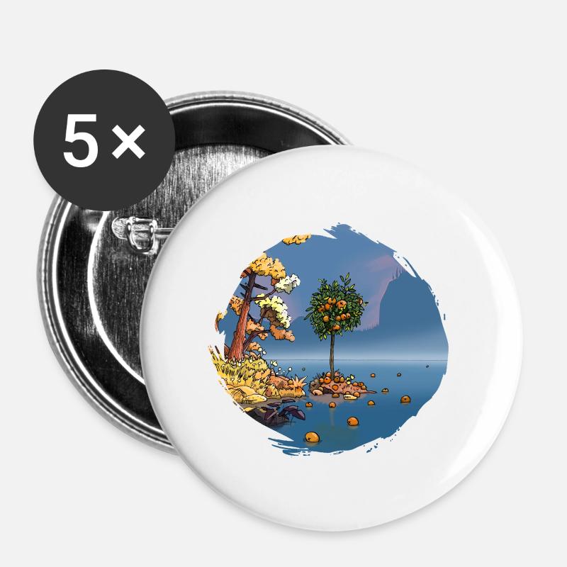 The Clementine tree on the lake - Buttons large 2.2''/56 mm (5-pack) - white