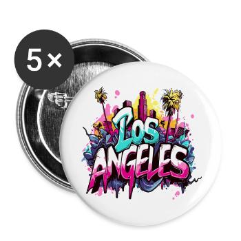 Los Angeles LA Palm Trees Beach - Buttons large 2.2''/56 mm (5-pack) - white - Front