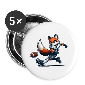 fuchs football - Buttons groß 56 mm (5er Pack) - Weiß - Vorne