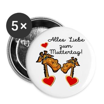 GESCHENKE ZUM MUTTERTAG MAMA KIND GIRAFFE - Buttons groß 56 mm (5er Pack) - Weiß - Vorne